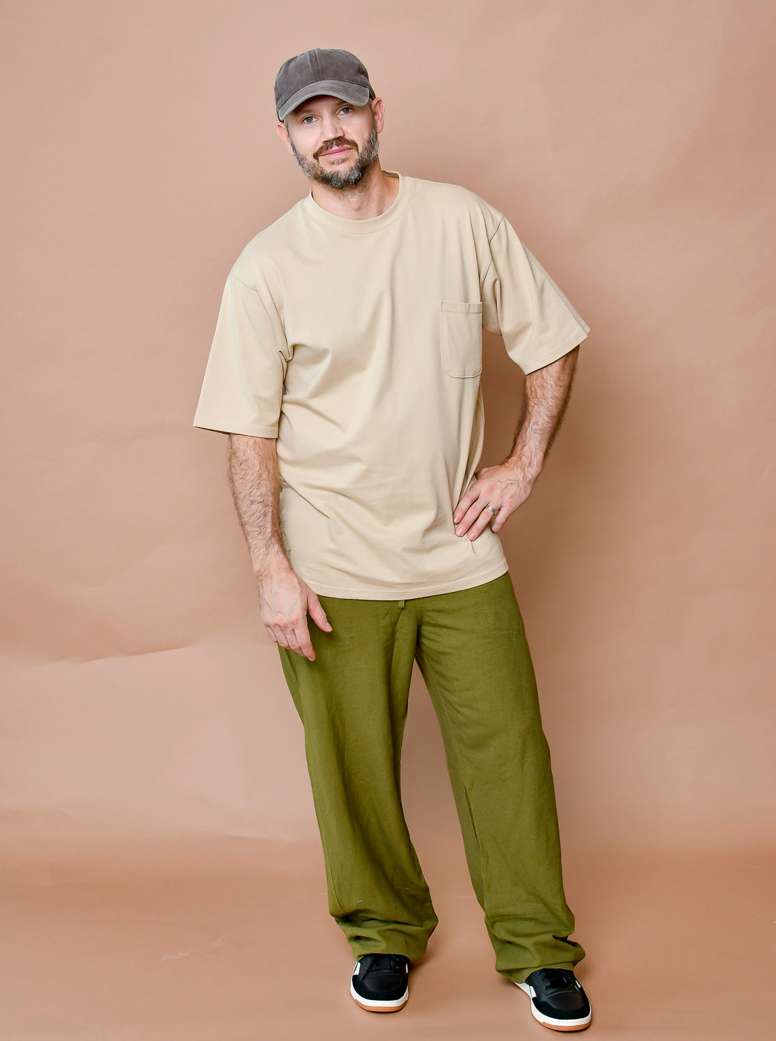 Tan Oversized Pocket T-Shirt