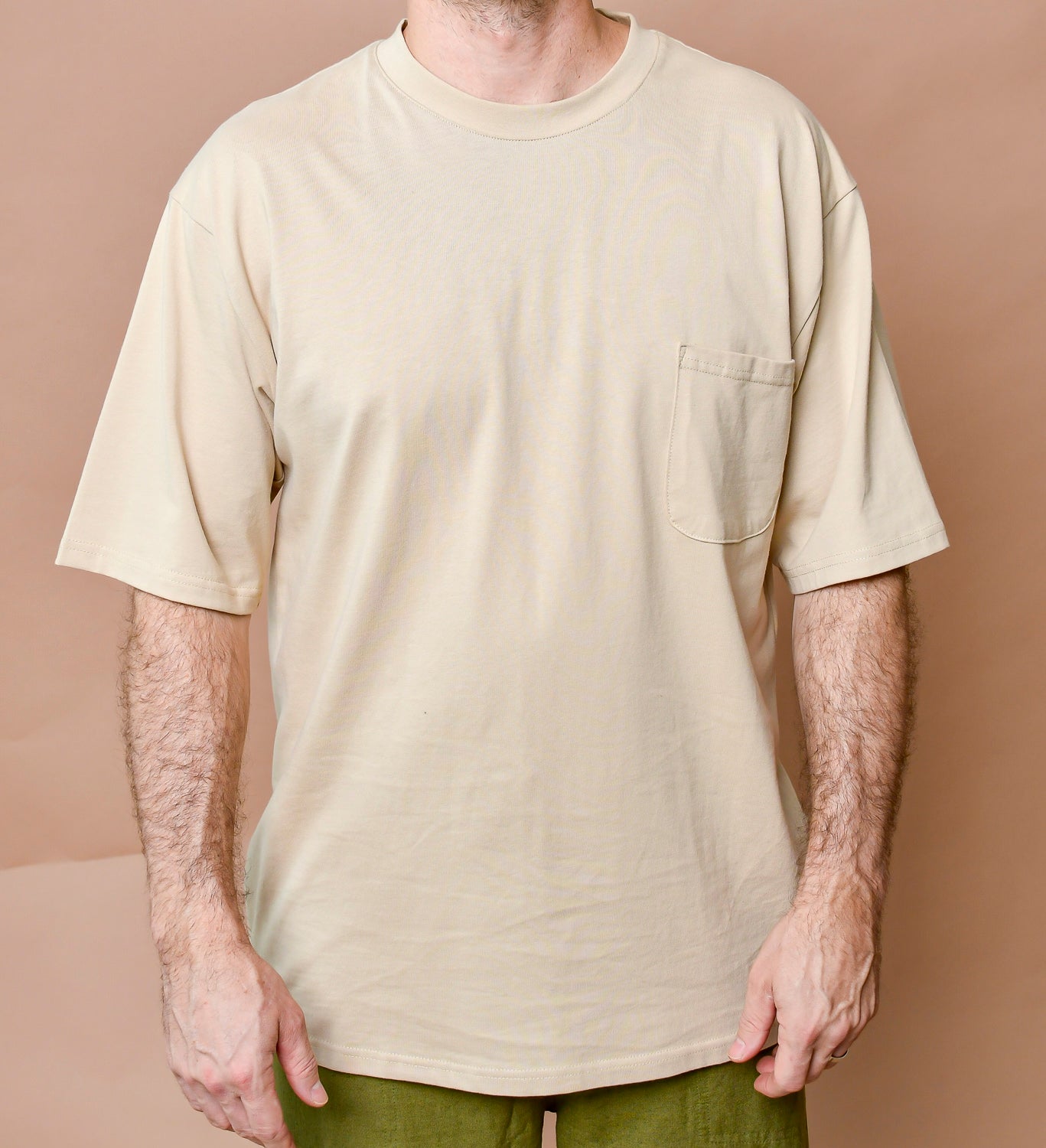 Tan Oversized Pocket T-Shirt