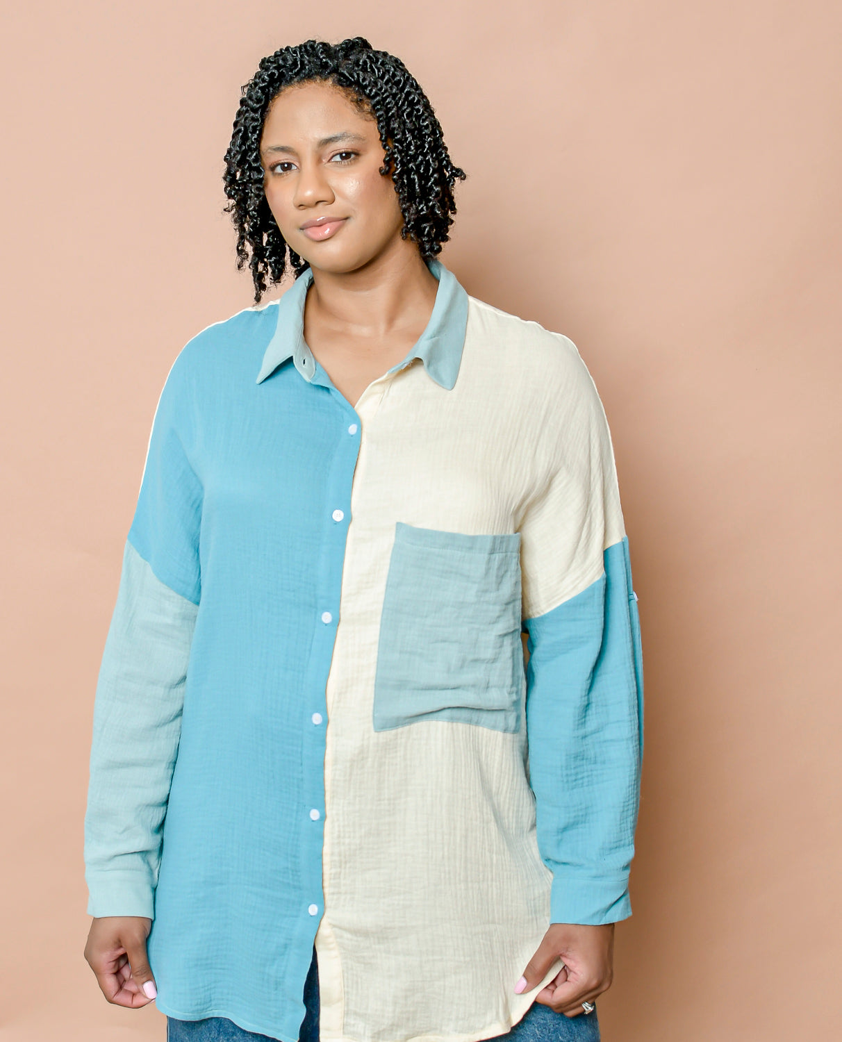 Women's Oversized Patterned Button Up