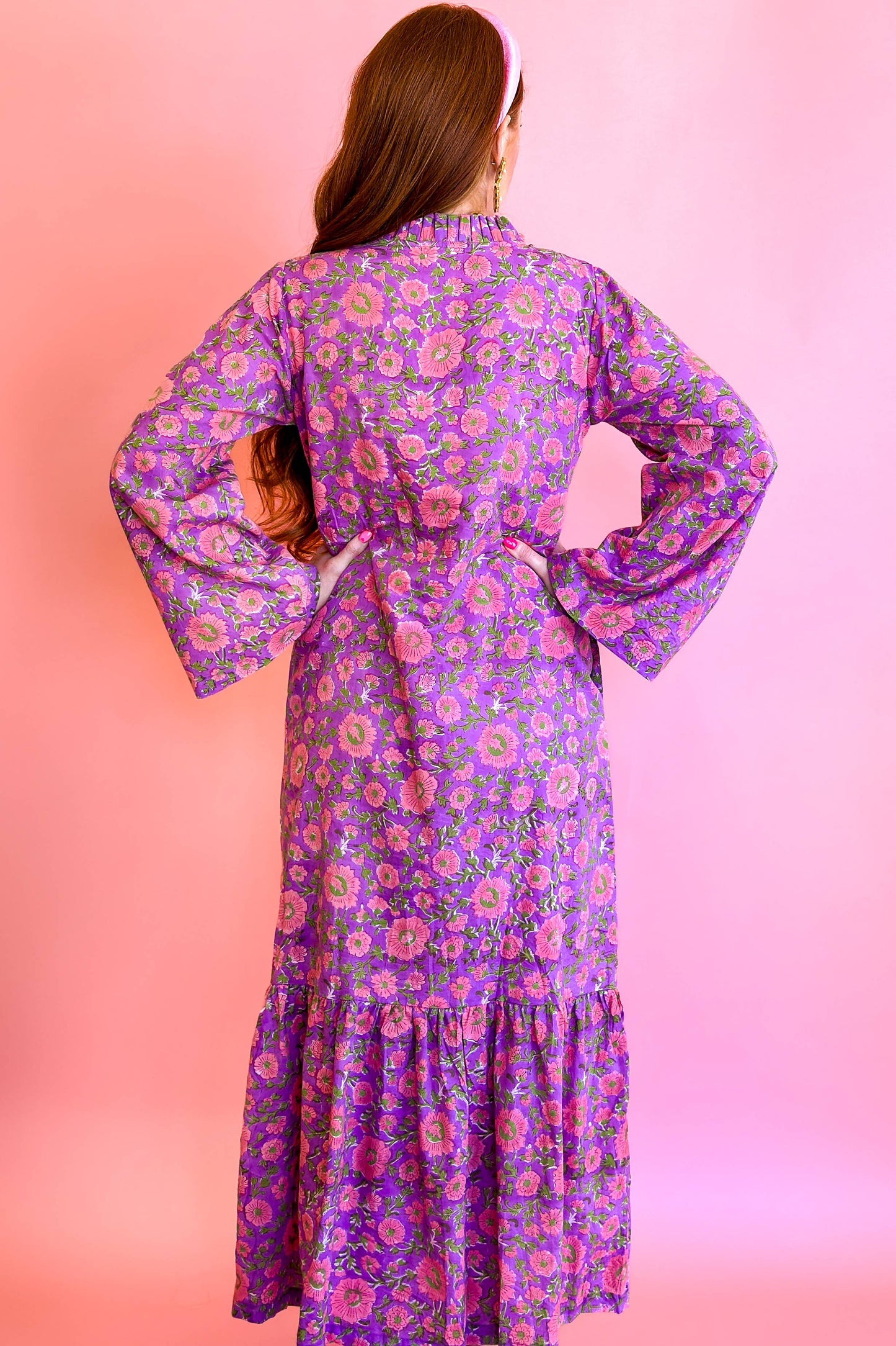 Becca Block Print Lavender Maxi Dress