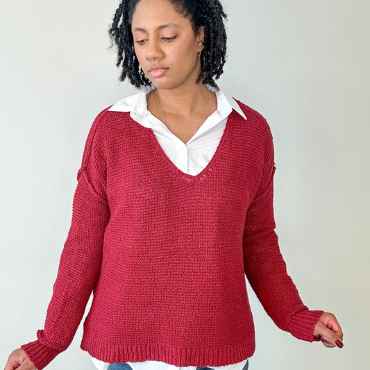 Women's Red Pullover Sweater