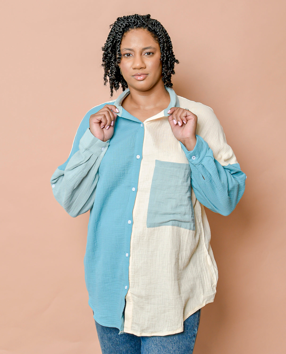 Women's Patterned Pocket Button Up