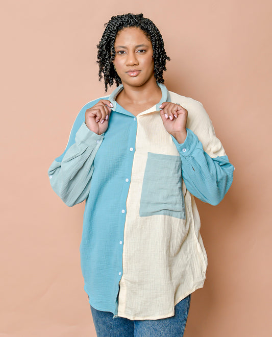 Women's Patterned Pocket Button Up